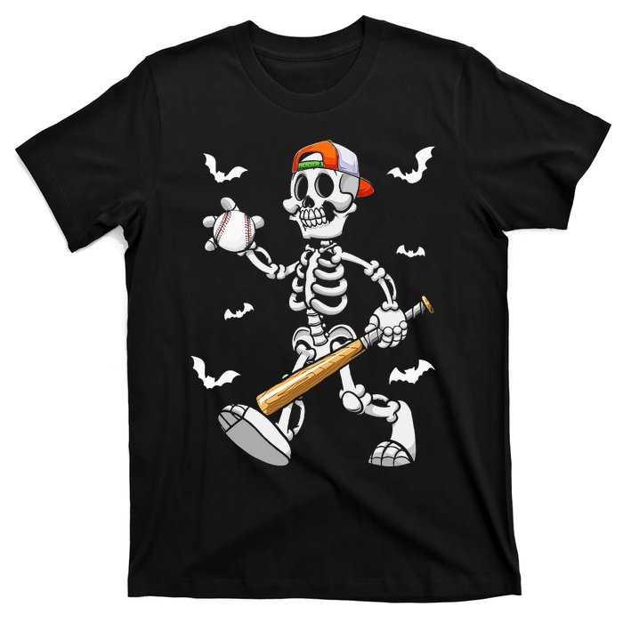 Cool Skeleton Baseball Lover Halloween Baseball Player T-Shirt