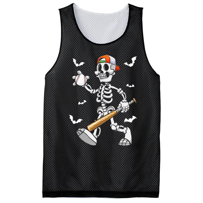 Cool Skeleton Baseball Lover Halloween Baseball Player Mesh Reversible Basketball Jersey Tank