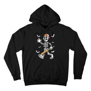 Cool Skeleton Baseball Lover Halloween Baseball Player Tall Hoodie