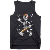 Cool Skeleton Baseball Lover Halloween Baseball Player Tank Top