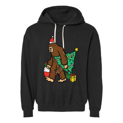 Christmas Sasquatch Bigfoot Xmas Garment-Dyed Fleece Hoodie