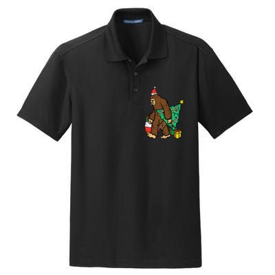 Christmas Sasquatch Bigfoot Xmas Dry Zone Grid Polo