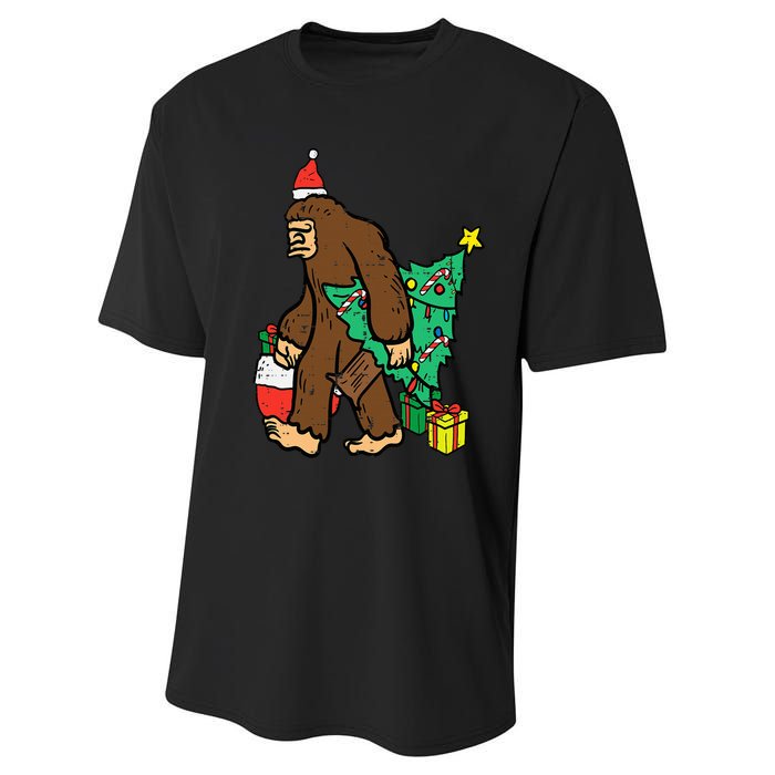 Christmas Sasquatch Bigfoot Xmas Performance Sprint T-Shirt