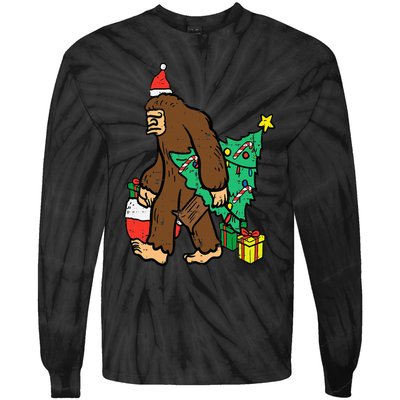 Christmas Sasquatch Bigfoot Xmas Tie-Dye Long Sleeve Shirt