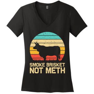 Cool Smoke Brisket Not Meth Funny Grilling Women's V-Neck T-Shirt