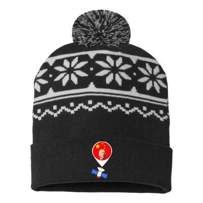 Chinese Spy Balloon Funny Surveillance Joe Biden USA-Made Snowflake Beanie