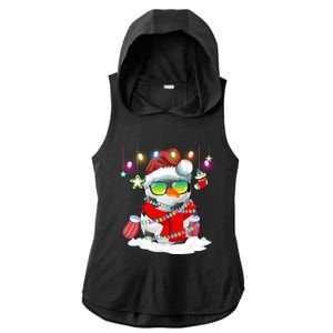 Christmas Soccer Ball Snow Santa Hat Lights Funny Xmas Cute Gift Ladies PosiCharge Tri-Blend Wicking Draft Hoodie Tank