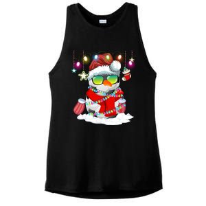 Christmas Soccer Ball Snow Santa Hat Lights Funny Xmas Cute Gift Ladies PosiCharge Tri-Blend Wicking Tank