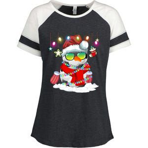 Christmas Soccer Ball Snow Santa Hat Lights Funny Xmas Cute Gift Enza Ladies Jersey Colorblock Tee