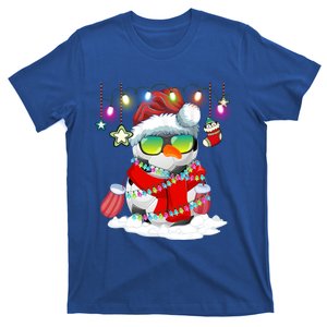 Christmas Soccer Ball Snow Santa Hat Lights Funny Xmas Cute Gift T-Shirt