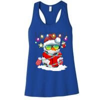 Christmas Soccer Ball Snow Santa Hat Lights Funny Xmas Cute Gift Women's Racerback Tank