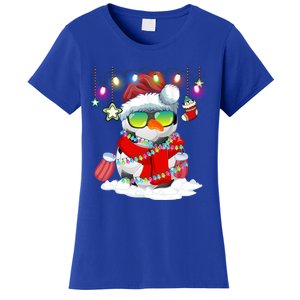 Christmas Soccer Ball Snow Santa Hat Lights Funny Xmas Cute Gift Women's T-Shirt