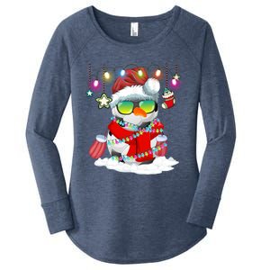 Christmas Soccer Ball Snow Santa Hat Lights Funny Xmas Cute Gift Women's Perfect Tri Tunic Long Sleeve Shirt