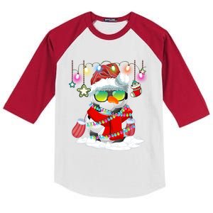 Christmas Soccer Ball Snow Santa Hat Lights Funny Xmas Cute Gift Kids Colorblock Raglan Jersey