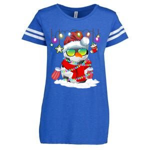 Christmas Soccer Ball Snow Santa Hat Lights Funny Xmas Cute Gift Enza Ladies Jersey Football T-Shirt