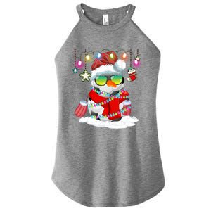 Christmas Soccer Ball Snow Santa Hat Lights Funny Xmas Cute Gift Women's Perfect Tri Rocker Tank