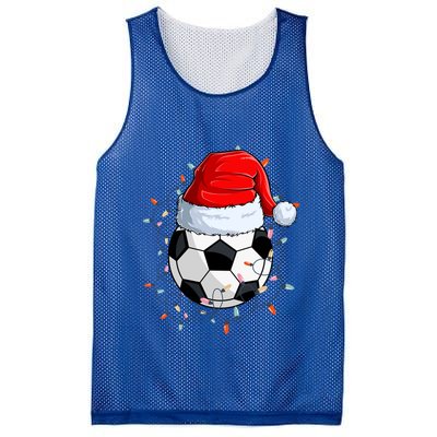 Christmas Soccer Ball With Santa Hat Xmas Light Soccer Lover Cute Gift Mesh Reversible Basketball Jersey Tank