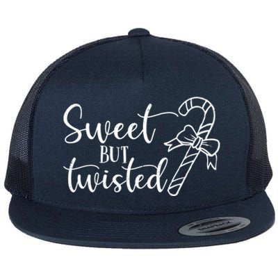 Christmas Sweet But Twisted Candy Cane Funny Xmas Gift Flat Bill Trucker Hat