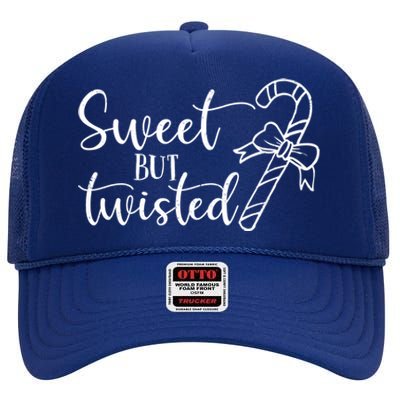 Christmas Sweet But Twisted Candy Cane Funny Xmas Gift High Crown Mesh Back Trucker Hat