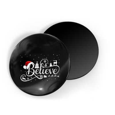 Christmas Shirt Believe Santa Claus Believe Christmas Kid Magnet