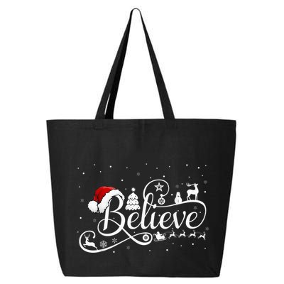 Christmas Shirt Believe Santa Claus Believe Christmas Kid 25L Jumbo Tote