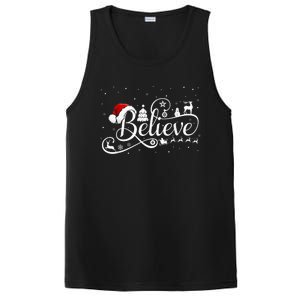 Christmas Shirt Believe Santa Claus Believe Christmas Kid PosiCharge Competitor Tank