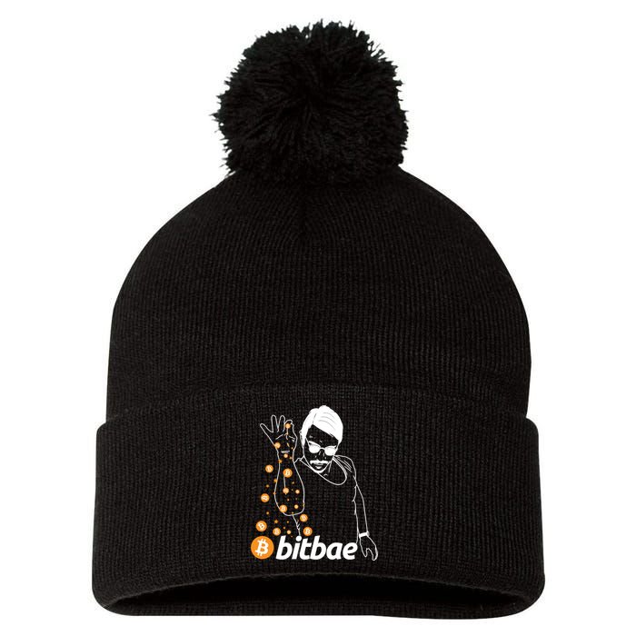 Crypto Salt Bae Bitcoin Pom Pom 12in Knit Beanie