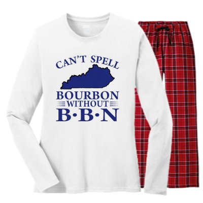 CanT Spell Bourbon Without Bbn Kentucky Bourbon Trail Women's Long Sleeve Flannel Pajama Set 