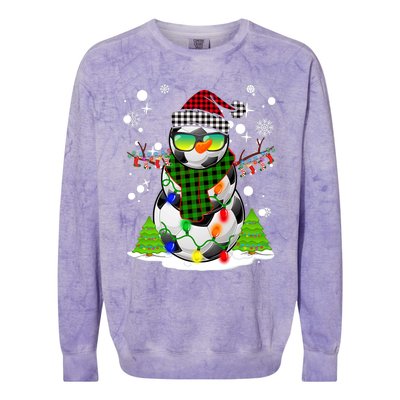 Christmas Soccer Ball Snowman Santa Hat Pajamas For Boys Premium Colorblast Crewneck Sweatshirt