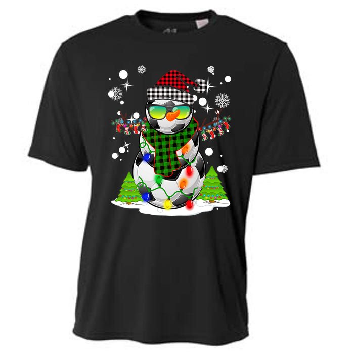 Christmas Soccer Ball Snowman Santa Hat Pajamas For Boys Premium Cooling Performance Crew T-Shirt