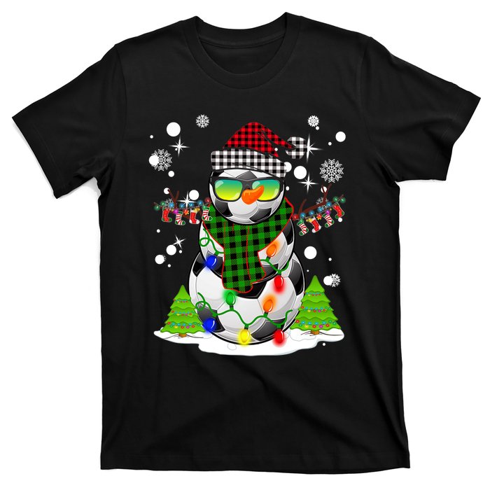 Christmas Soccer Ball Snowman Santa Hat Pajamas For Boys Premium T-Shirt