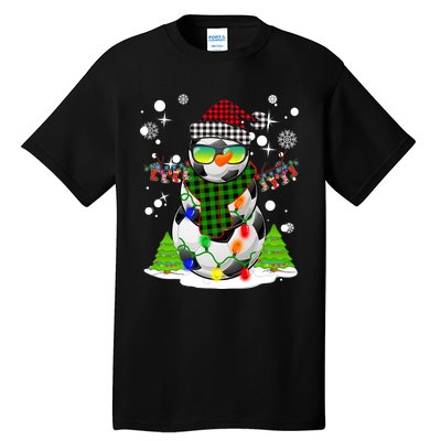 Christmas Soccer Ball Snowman Santa Hat Pajamas For Boys Premium Tall T-Shirt