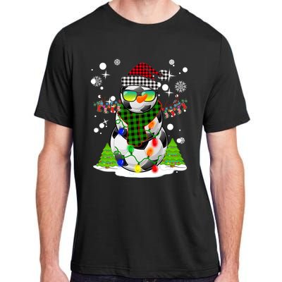 Christmas Soccer Ball Snowman Santa Hat Pajamas For Boys Premium Adult ChromaSoft Performance T-Shirt