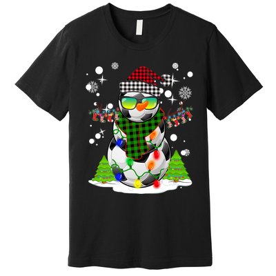 Christmas Soccer Ball Snowman Santa Hat Pajamas For Boys Premium Premium T-Shirt