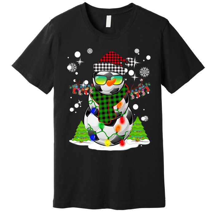 Christmas Soccer Ball Snowman Santa Hat Pajamas For Boys Premium Premium T-Shirt