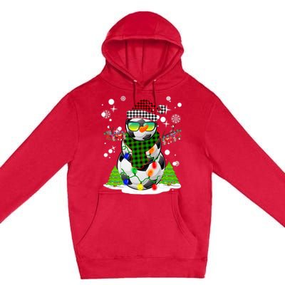 Christmas Soccer Ball Snowman Santa Hat Pajamas For Boys Premium Premium Pullover Hoodie