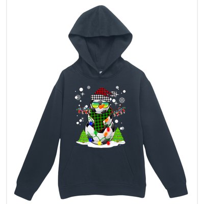 Christmas Soccer Ball Snowman Santa Hat Pajamas For Boys Premium Urban Pullover Hoodie