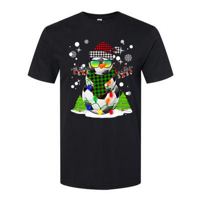 Christmas Soccer Ball Snowman Santa Hat Pajamas For Boys Premium Softstyle CVC T-Shirt