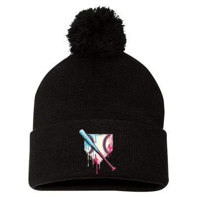 Cool Sport B.A.S.E.B.A.L.L Home Plate Drip With Sprinkles Drip Pom Pom 12in Knit Beanie