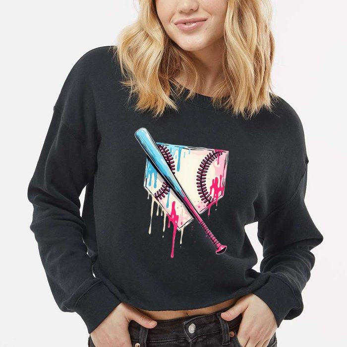 Cool Sport B.A.S.E.B.A.L.L Home Plate Drip With Sprinkles Drip Cropped Pullover Crew