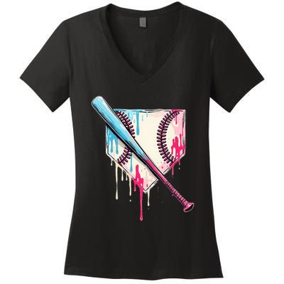 Cool Sport B.A.S.E.B.A.L.L Home Plate Drip With Sprinkles Drip Women's V-Neck T-Shirt