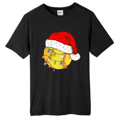 Christmas Softball Ball Santa Hat Funny Sport Xmas Boys Great Gift Tall Fusion ChromaSoft Performance T-Shirt