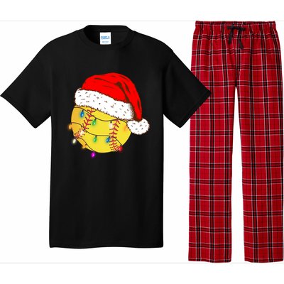 Christmas Softball Ball Santa Hat Funny Sport Xmas Boys Great Gift Pajama Set