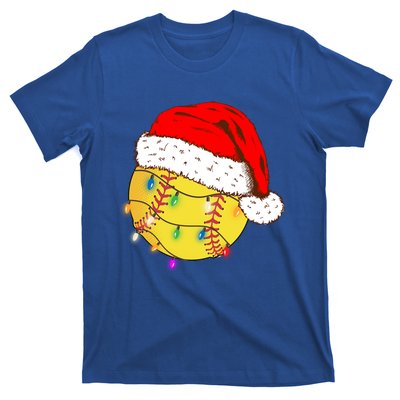 Christmas Softball Ball Santa Hat Funny Sport Xmas Boys Great Gift T-Shirt