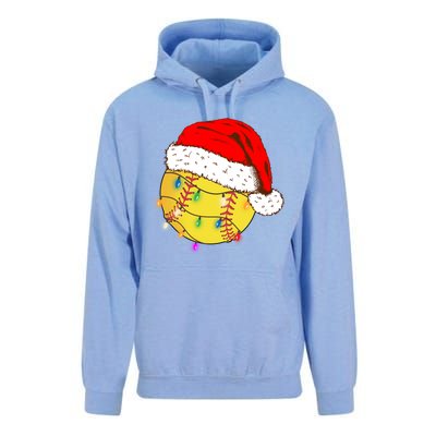 Christmas Softball Ball Santa Hat Funny Sport Xmas Boys Great Gift Unisex Surf Hoodie