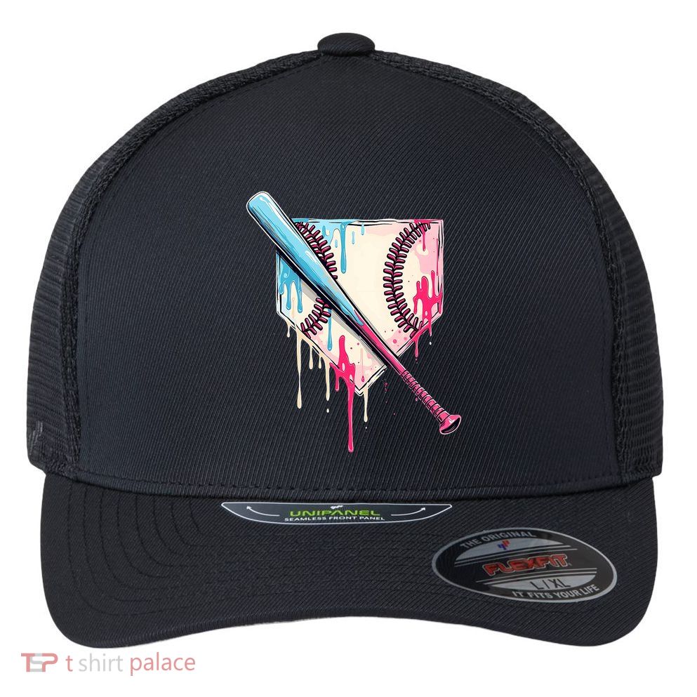 Cool Sport Baseball Home Plate Drip With Sprinkles Drip Flexfit Unipanel Trucker Cap