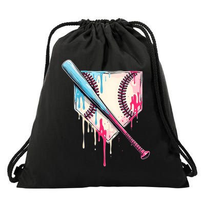Cool Sport Baseball Home Plate Drip With Sprinkles Drip Drawstring Bag