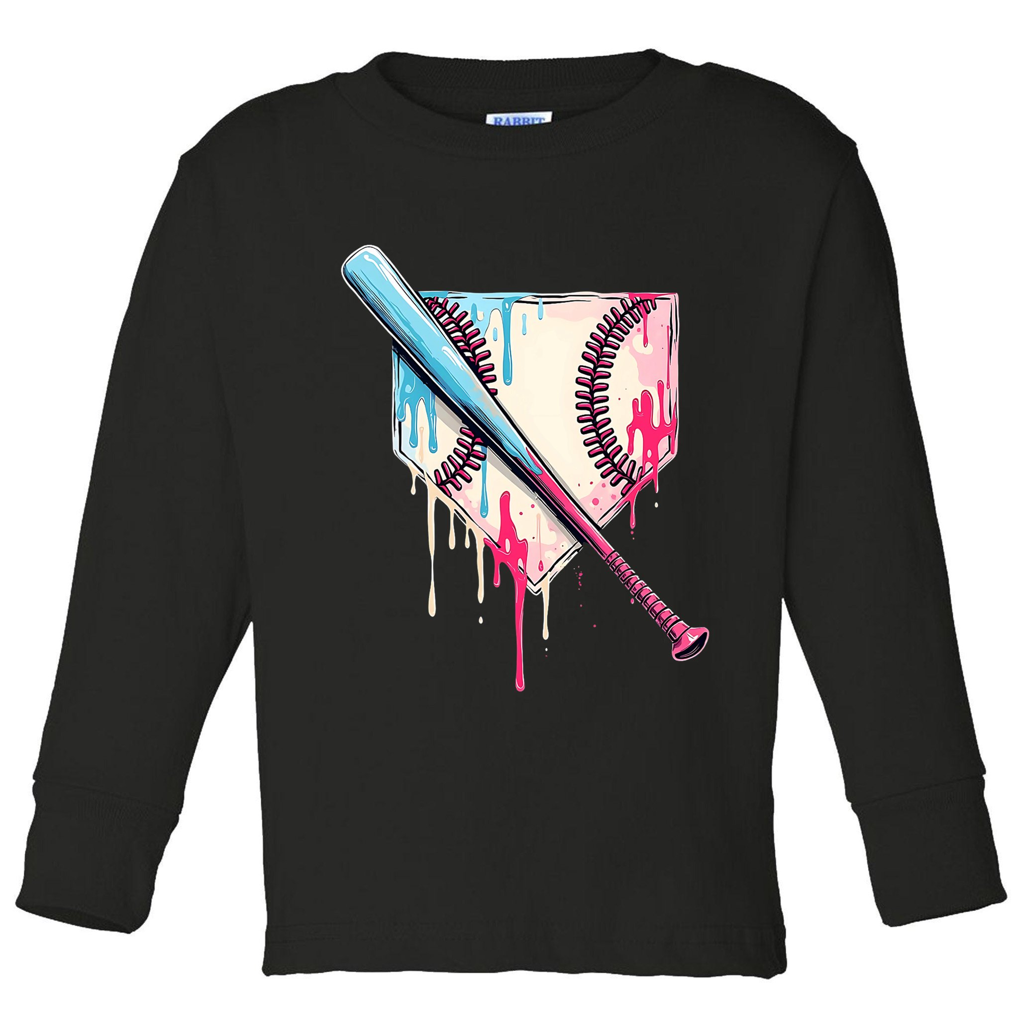 Cool Sport Baseball Home Plate Drip With Sprinkles Drip Toddler Long Sleeve Shirt