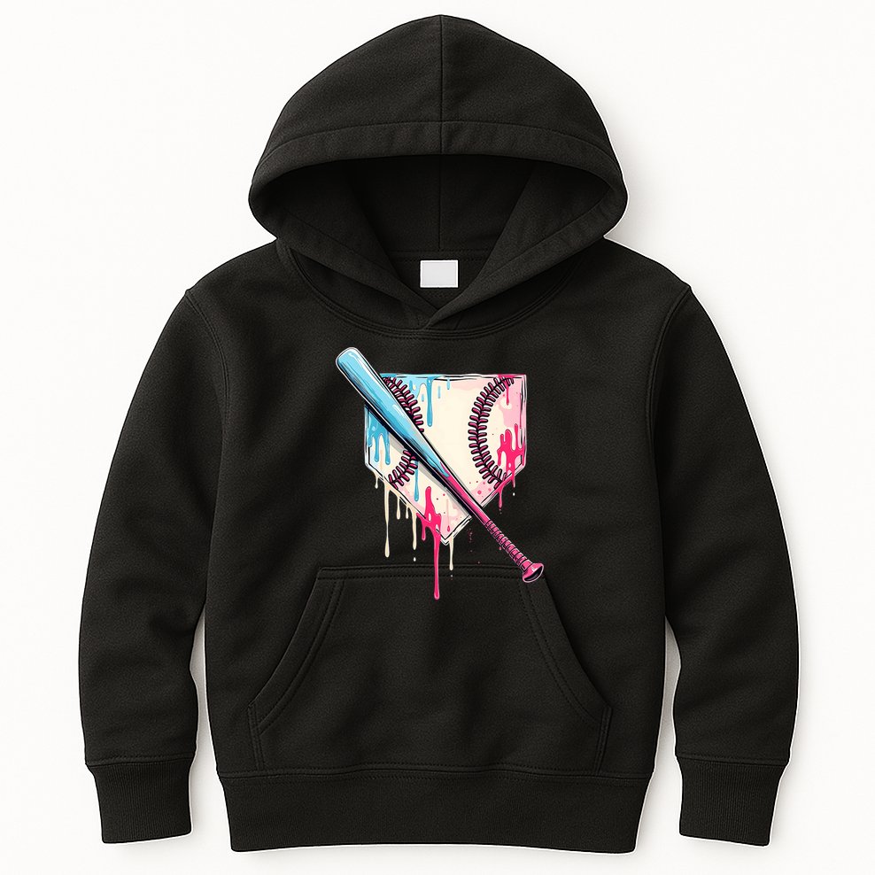 Cool Sport Baseball Home Plate Drip With Sprinkles Drip Kids Hoodie