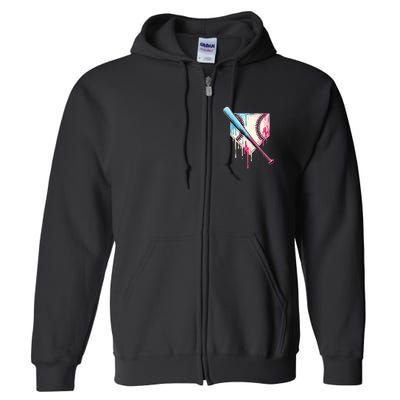Cool Sport Baseball Home Plate Drip With Sprinkles Drip Full Zip Hoodie